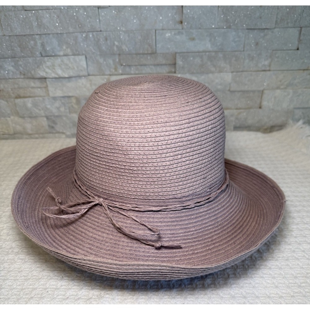 Dorfman Pacific Straw Sun Hat Wide Brim Floppy Mauve Womens One Size